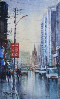 Sarfraz Musawir, Watercolor on Paper, 9x15 Inch, Cityscape Painting, AC-SAR-060